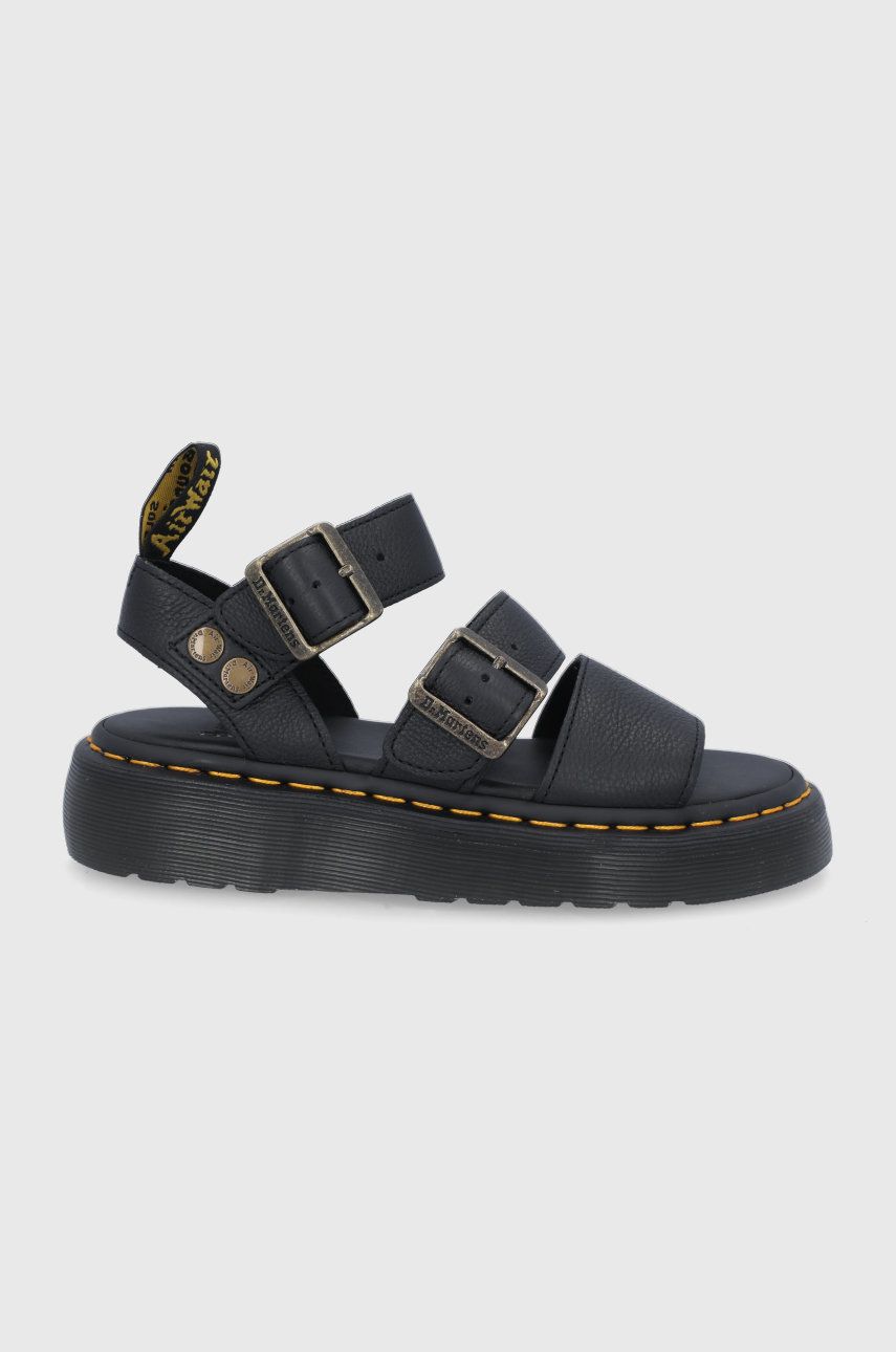 Dr. Martens Sandały skórzane Gryphon Quad damskie kolor czarny na platformie