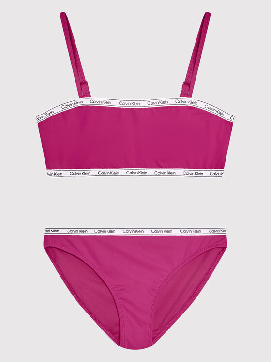 Calvin Klein Swimwear Strój kąpielowy Logo Tape KY0KY00016 Różowy