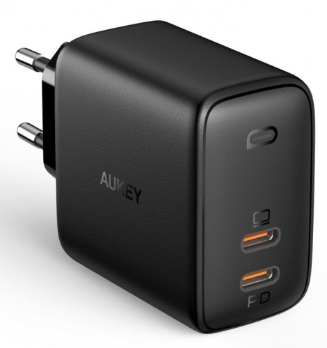 Aukey Ultraszybka ładowarka sieciowa PA-B4 Omnia GaN 2xUSB C Power Delivery 3.0 65W 6A PA-B4