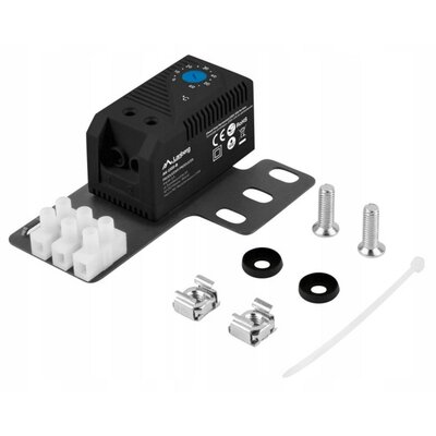 Lanberg Termostat zamykający 10A do szaf z uchem montażowym Rack i kostką elektryczną czarny AK-1505-B