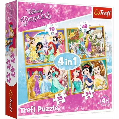 Trefl Puzzle 34309 Radosny dzień księżniczek 4w1 ŁÓDŹ 34309