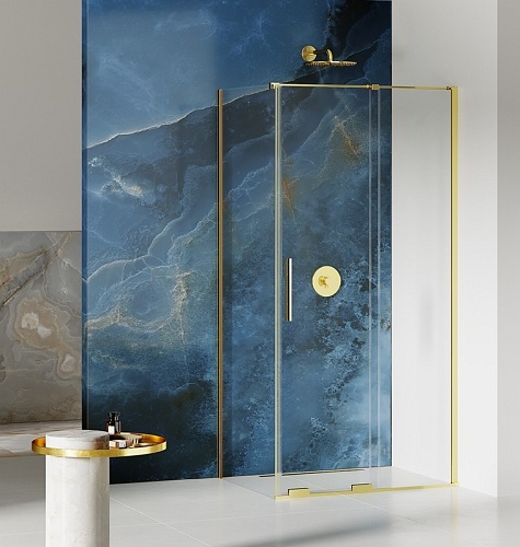 New Trendy EXK-4235 KABINA SMART LIGHT GOLD PROSTOKĄTNA 110x100x200 CZYSTE 8mm ACTIVE SHIELD