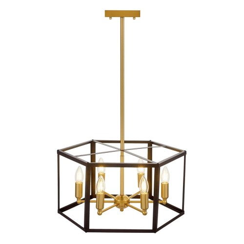 Lumina Deco Deco LAMPA WISZĄCA LOFT CZARNO-MOSIĘŻNA LORTON W6 DECO LDP 1142-6 (BK+MD)