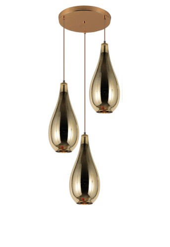 Lumina Deco Deco POTRÓJNA NOWOCZESNA LAMPA WISZĄCA SZKLANA ZŁOTA LAURIS W3 LDP 6843-3 (GD)