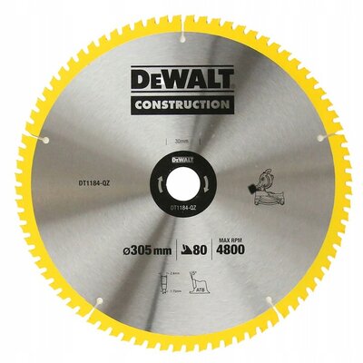 Dewalt DeWALT ostrze do piły tarczowej stationär 305 X 30 X 2.41 80 WZ, 7 stopni, dt1184 budowlane QZ DT1184-QZ