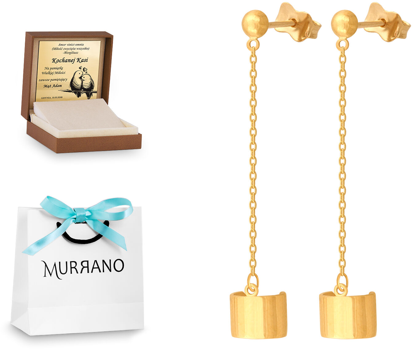 Rodium Złote kolczyki 585 na sztyfcie prezent grawer RD-42837