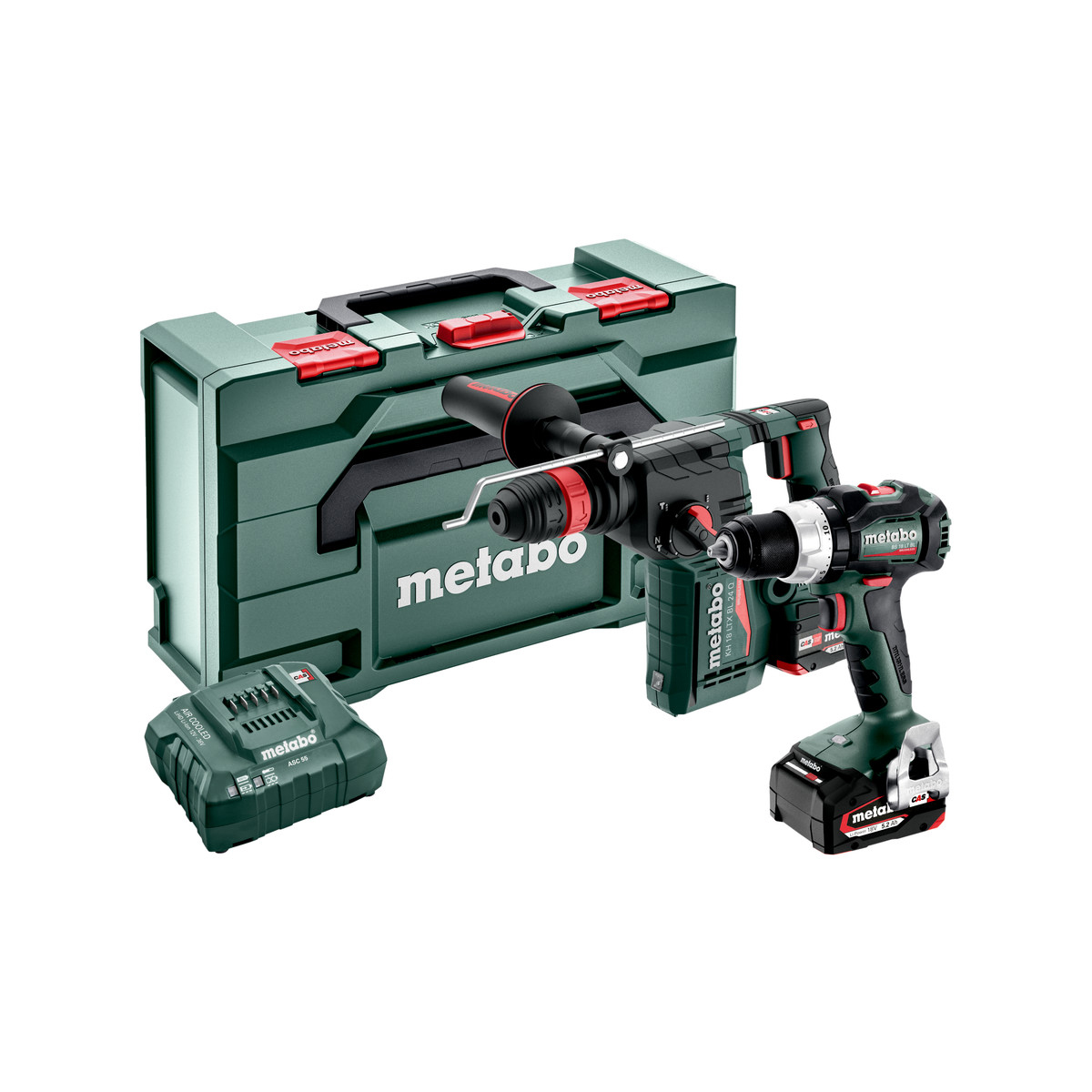 METABO AKUMULATOROWY ZESTAW COMBO SET BS 18 LT BL + KH 18 LTX BL 24 QUICK + AKUMULATORY I AKCESORIA