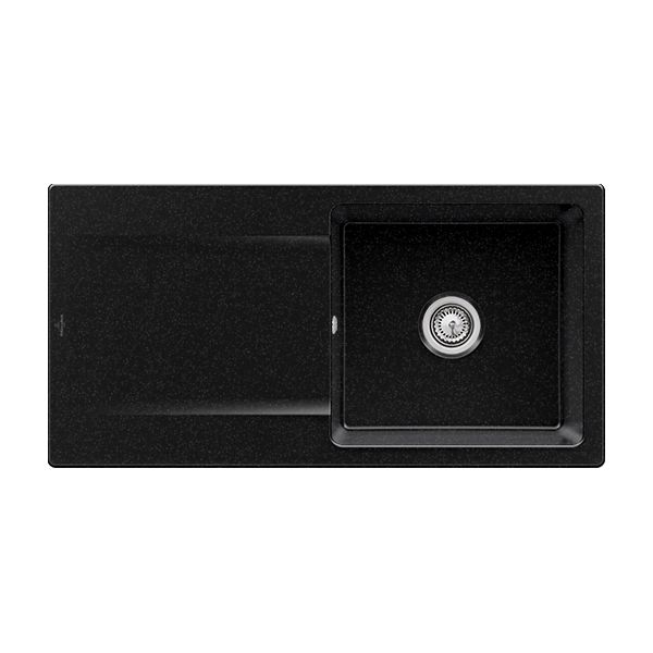 Villeroy&Boch Siluet 60 Zlewozmywak ceramiczny 1-komorowy CeramicPlus 100x51 cm z korkiem pop-up, do wbudowania, z ociekaczem, czarny Chromit 333602J0