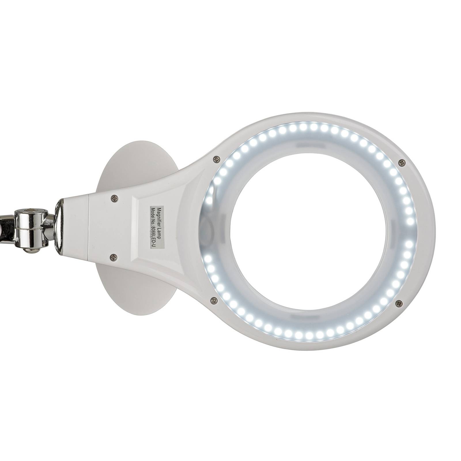 Lampa z klipsem z lupą LED MAULmakro, biała