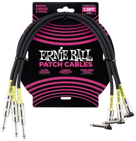 Ernie Ball 6076 kabel gitarowy 0,46 m 3 pack)