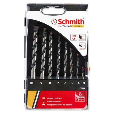 Schmith Wiertła do betonu zestaw 8 szt 3-4-5-6-7-8-9-10 mm) SQWW-02