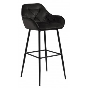 D2.Design Aksamitny pikowany stołek barowy Brooke ciemny szary Krzesło barowe Brooke VIC szary ciemny