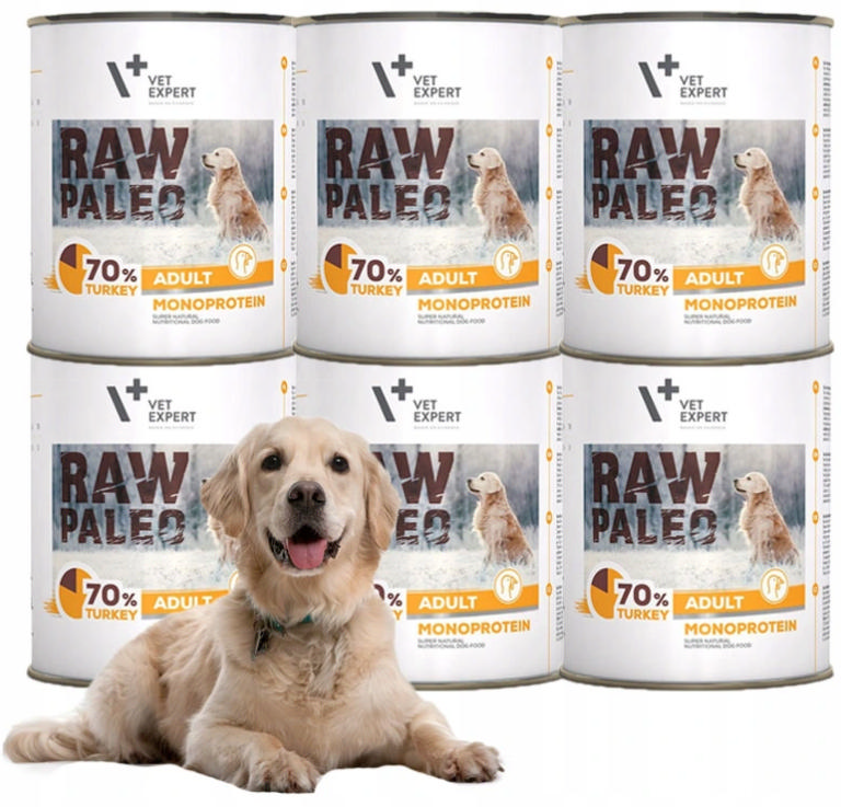 VETEXPERT RAW PALEO Adult Monobiałkowa Turkey INDYK Zestaw 6x 800g