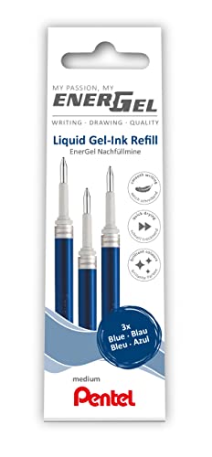 Pentel LR7-3C wkład do długopisów żelowych EnerGel 0,7 kulka = 0,35 mm grubość kreski, 3 sztuki, niebieski