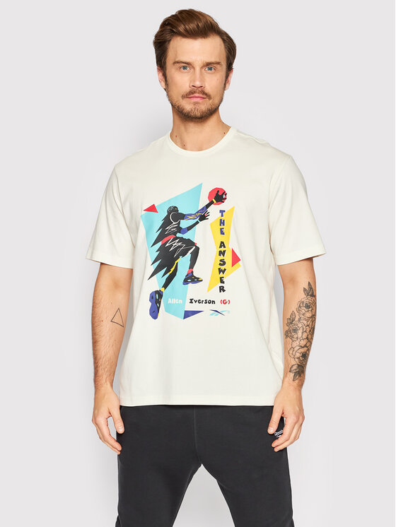 Reebok T-Shirt Iverson Layup HG0158 Biały Relaxed Fit