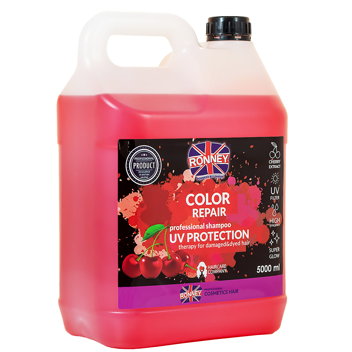 Ronney UV Protection 5000 ml szampon do włosów farbowanych, wiśniowy