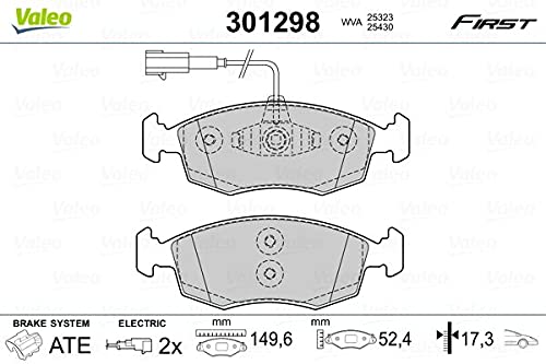 VALEO Zestaw klocków hamulcowych, hamulce tarczowe 301298