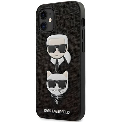 Karl Lagerfeld Saffiano Karl & Choupette Heads - Etui iPhone 12 mini (czarny) 3700740482384
