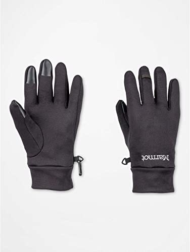 Marmot Męskie rękawice Power Stretch Connect, ciepłe i wodoodporne rękawiczki do ekranu dotykowego, polarowe rękawiczki turystyczne, wiatroszczelne rękawiczki, czarne, XS