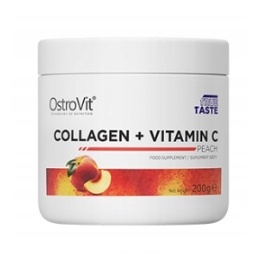 OstroVit, Collagen + Vitamin C, brzoskwinia, 200g - Długi termin ważności!