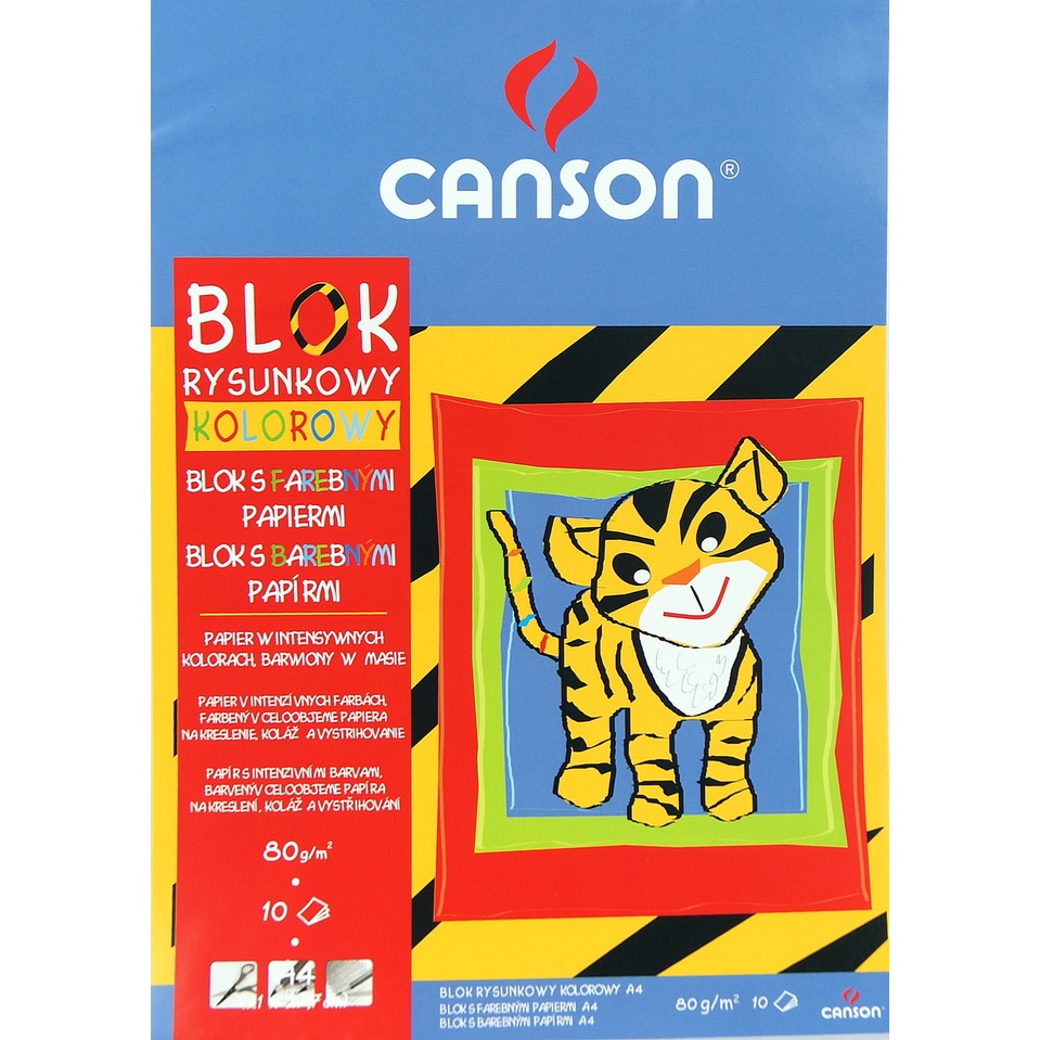 Canson Blok biurowy rysunkowy kolorowy A4 80g 10ark tygrys 400075200