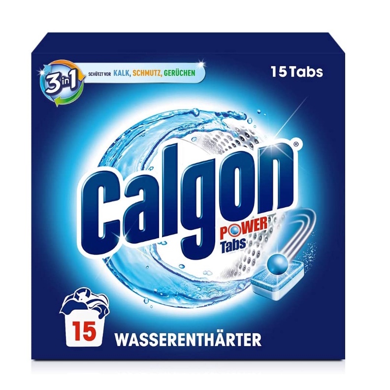 (DE) Calgon, 3-in-1 Power Tabs, Zmiękczacz wody przeciwko osadzaniu się kamienia, 15 tabletek (PRODUKT Z NIEMIEC)