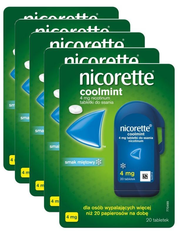 Nicorette Coolmint 4 mg Tabletki do ssania na rzucenie palenia, 20 tabletek