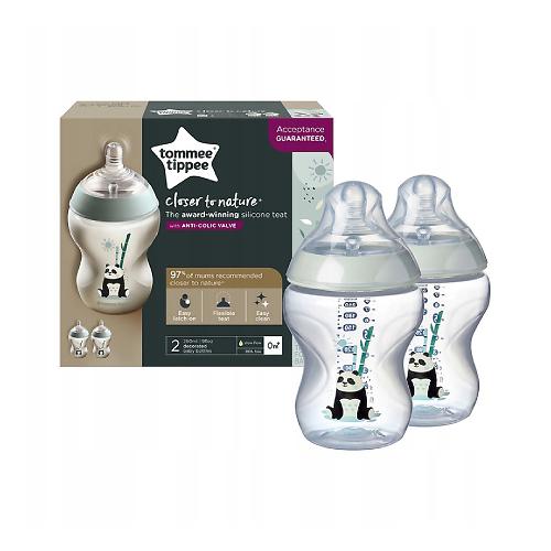 Tommee Tippee Butelka niemowlęca 2 szt. 260 ml 0m+) C2N różowa