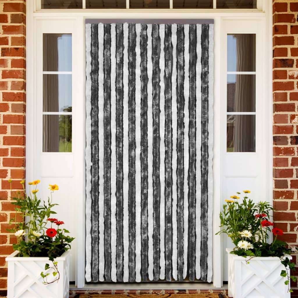 vidaXL Zasłona przeciwko owadom, szaro-biała, 120x220 cm, szenil vidaXL