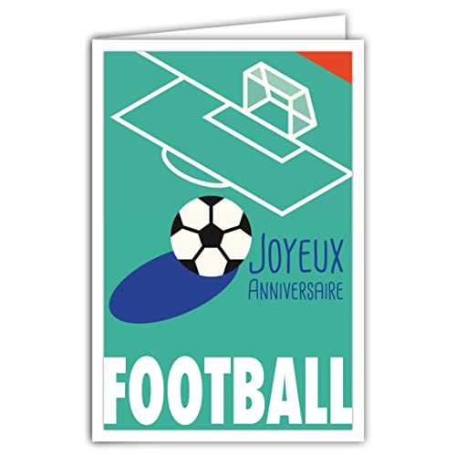Afie 69-4315 Happy Birthday Karta z kopertą dla fanów piłki nożnej - plakat mini plakat w formacie 17x11,5cm - Sport Okrągły Piłkarz kibica Retro Vintage