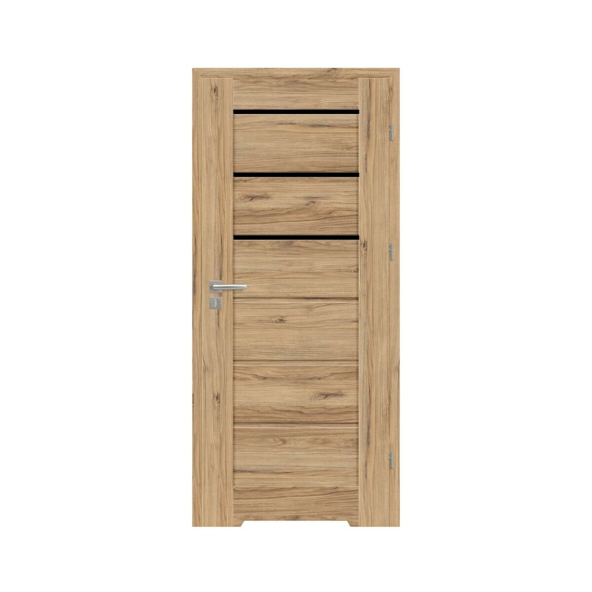 Skrzydło drzwiowe łazienkowe z podcięciem wentylacyjnym Minos Black dąb catania czarna szyba 80 prawe Nawadoor