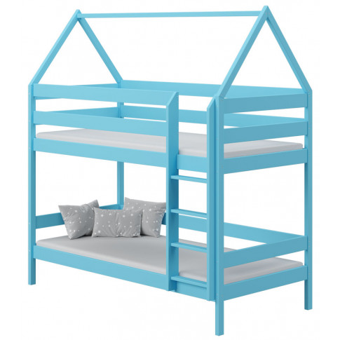 Niebieskie łóżko piętrowe domek do pokoju dziecięcego - Zuzu 3X 190x80 cm