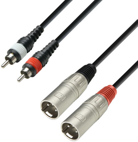 Adam Hall K3 TMC 0600 - Formowany kabel audio 2 x męski RCA na 2 x męski XLR, 6 m K3TMC0600