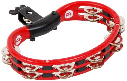 Meinl Percussion Percussion TMT2R Tambourine (tworzywo sztuczne ABS) z zaciskami stalowymi (2-rzędowymi) montowany, czerwony TMT2-R