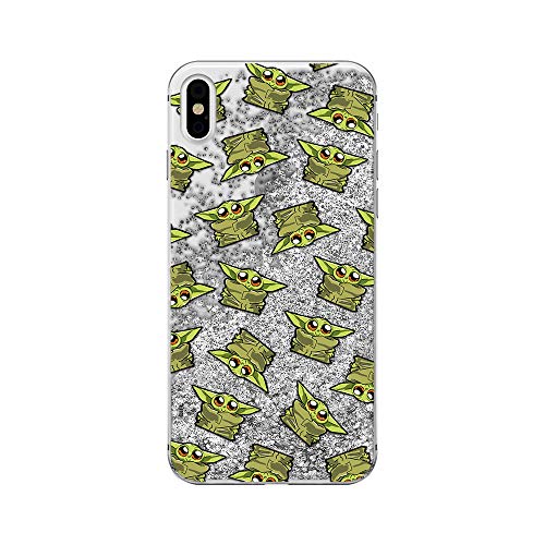 ERT GROUP etui na telefon Apple Iphone XS Max, case oryginalny i oficjalnie licencjonowany przez Star Wars, wzór Baby Yoda 008, optymalnie dopasowane, z efektem płynnego brokatu