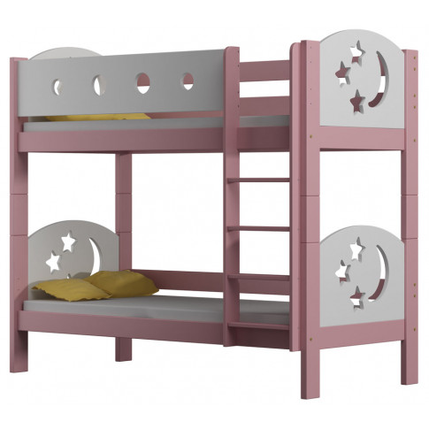 Różowe łóżko piętrowe z 2 materacami - Mimi 3X 160x80 cm