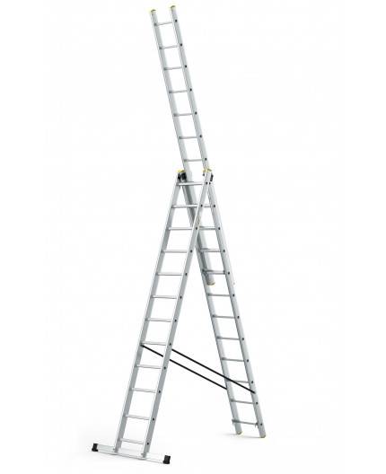DRABINA ALUMINIOWA 3x12 | PRZEMYSŁOWA TRZYELEMENTOWA | DAPD3x12