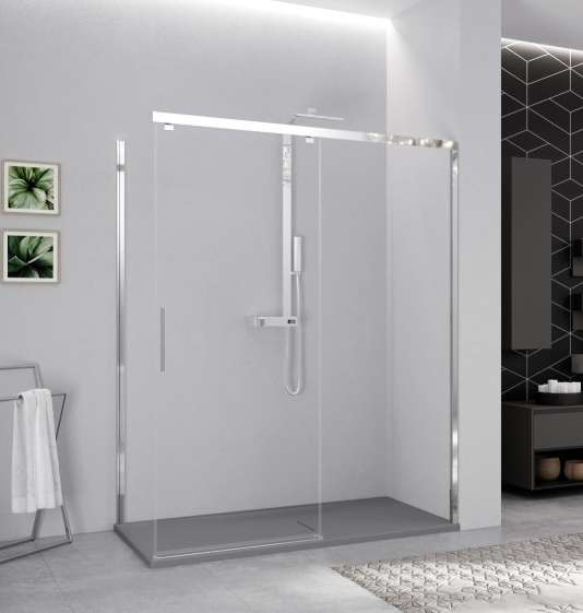 Novellini Kuadra 2.0 PH Drzwi przesuwne 119-121x200 cm prawe profile srebrne szkło przezroczyste K2PH119D-1B