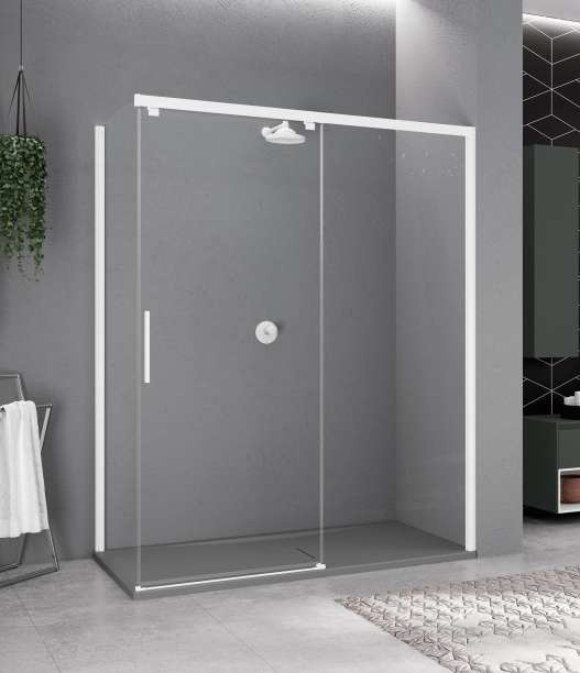 Novellini Kuadra 2.0 PH Drzwi przesuwne 137-139x200 cm lewe profile biały mat szkło przezroczyste K2PH137S-1U