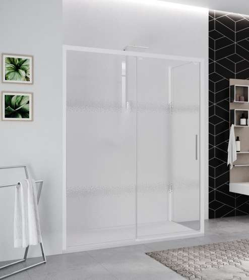 Novellini Kuadra 2.0 2PH Drzwi przesuwne 107-111x200 cm prawe profile biały mat szkło przezroczyste K22PH107D-1U