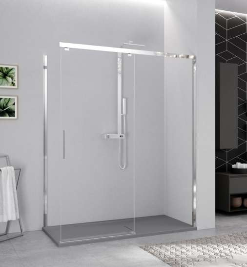 Novellini Kuadra 2.0 PH Drzwi przesuwne 139-141x200 cm prawe profile srebrne szkło przezroczyste K2PH139D-1B