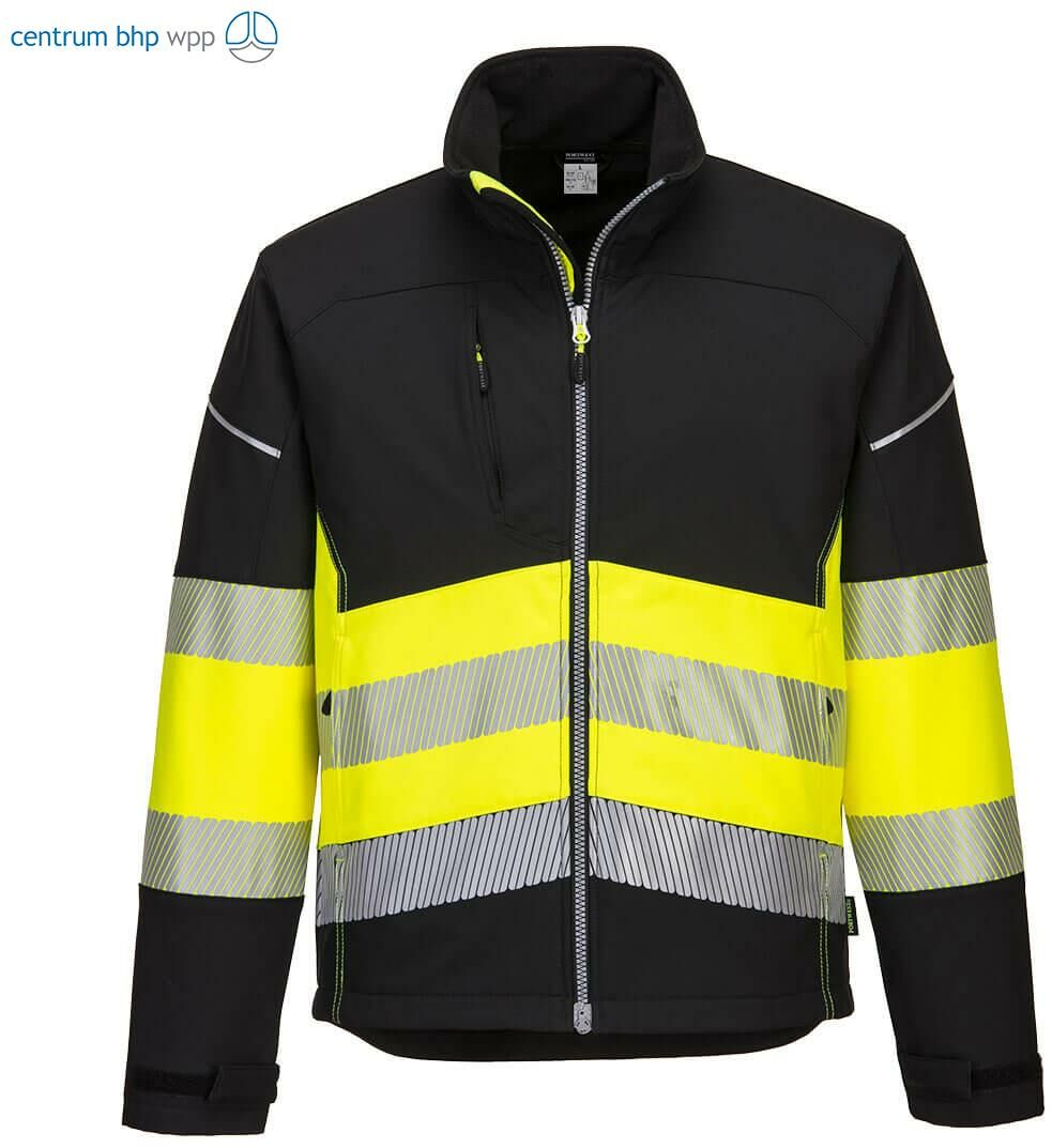 PORTWEST PW375 KURTKA OSTRZEGAWCZA SOFTSHELL PW3 KLASA 1; CZARNY/ŻÓŁTY