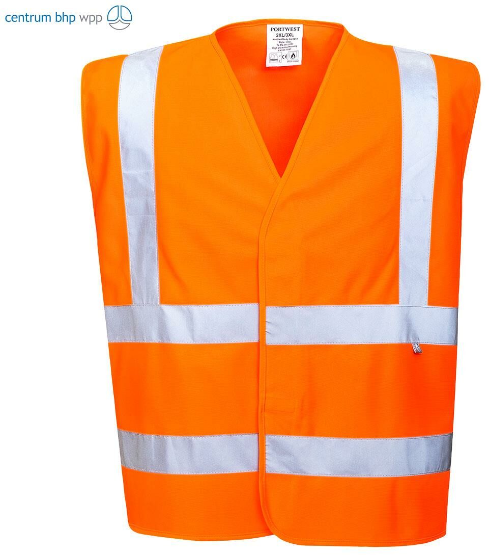 PORTWEST FR75 KAMIZELKA OSTRZEGAWCZA TRUDNOPALNA; POMARAŃCZOWY (L/XL)