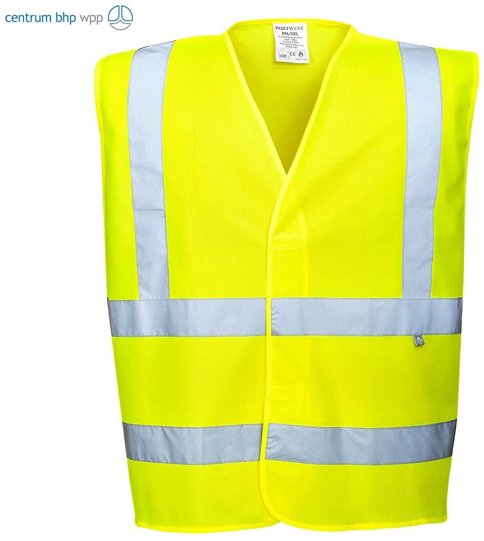 PORTWEST FR75 KAMIZELKA OSTRZEGAWCZA TRUDNOPALNA; ŻÓŁTY (L/XL)