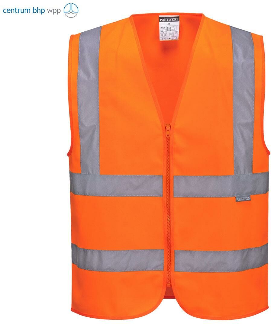 PORTWEST C375 KAMIZELKA OSTRZEGAWCZA ZAPINANA NA ZAMEK BŁYSKAWICZNY; POMARAŃCZOWY