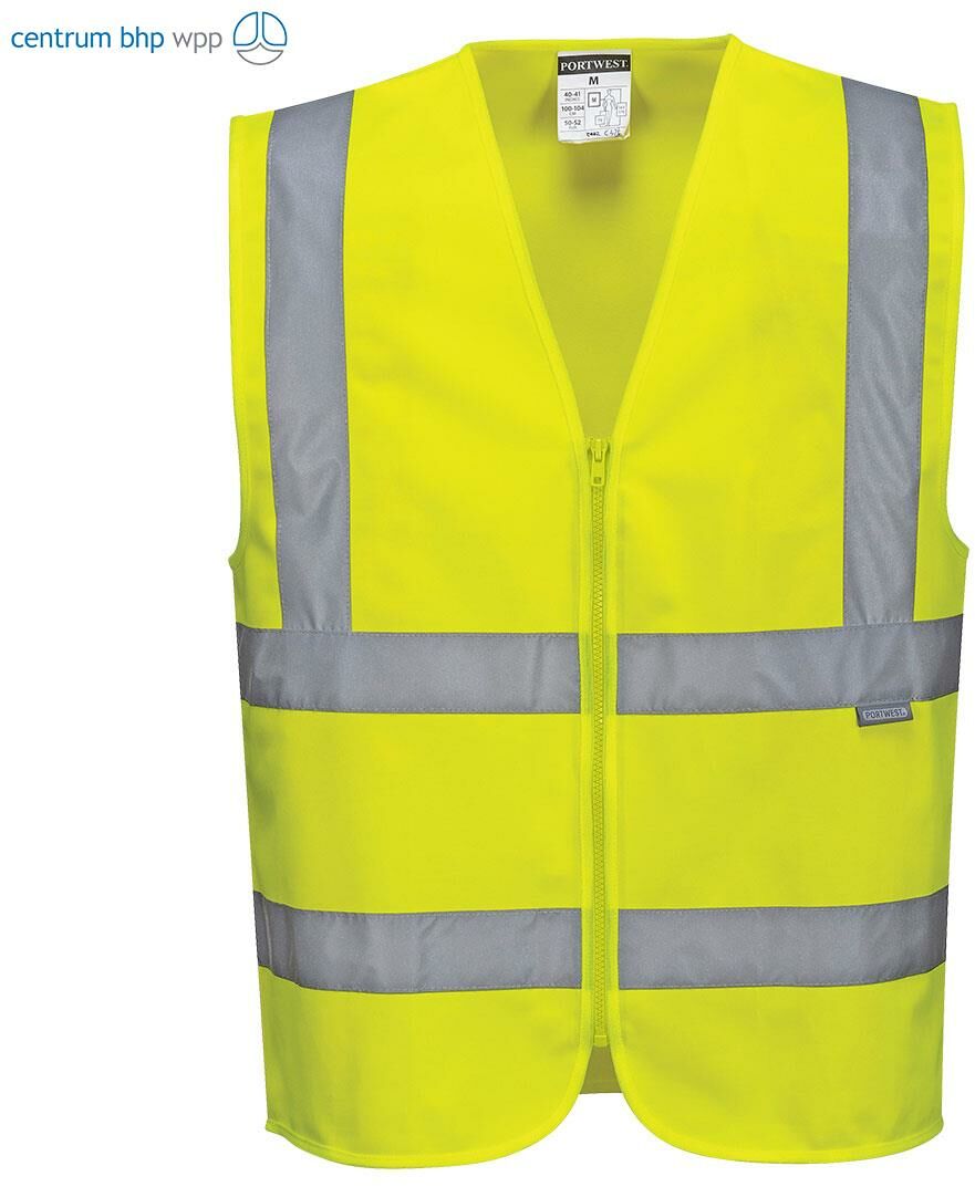 PORTWEST C375 KAMIZELKA OSTRZEGAWCZA ZAPINANA NA ZAMEK BŁYSKAWICZNY; ŻÓŁTY