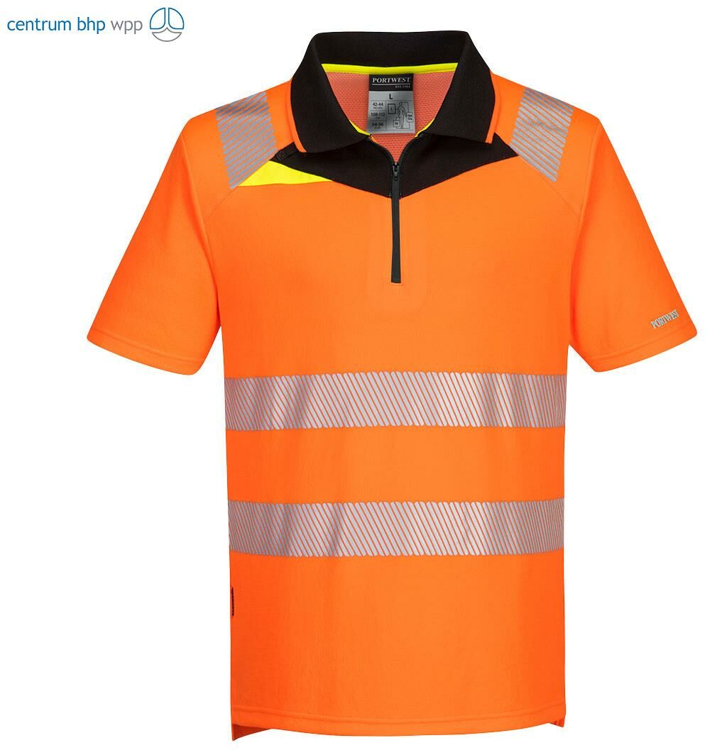 PORTWEST DX412 KURTKA OSTRZEGAWCZA POLO DX4 Z KRÓTKIM RĘKAWEM; POMARAŃCZOWY/CZARNY