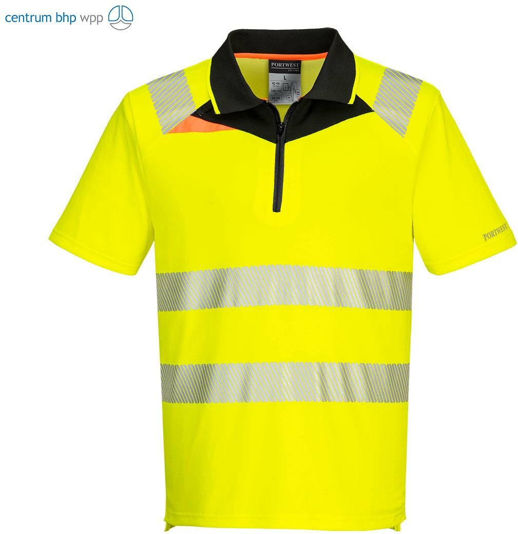 PORTWEST DX412 KURTKA OSTRZEGAWCZA POLO DX4 Z KRÓTKIM RĘKAWEM; ŻÓŁTY/CZARNY