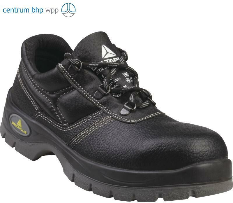 DELTAPLUS JET2 S3 SRC PÓŁBUTY ZE SKÓRZANEGO KRUPONU BARWIONEGO, PODESZWA Z DWUWARSTWOWEGO PU (CZARNY, 41)