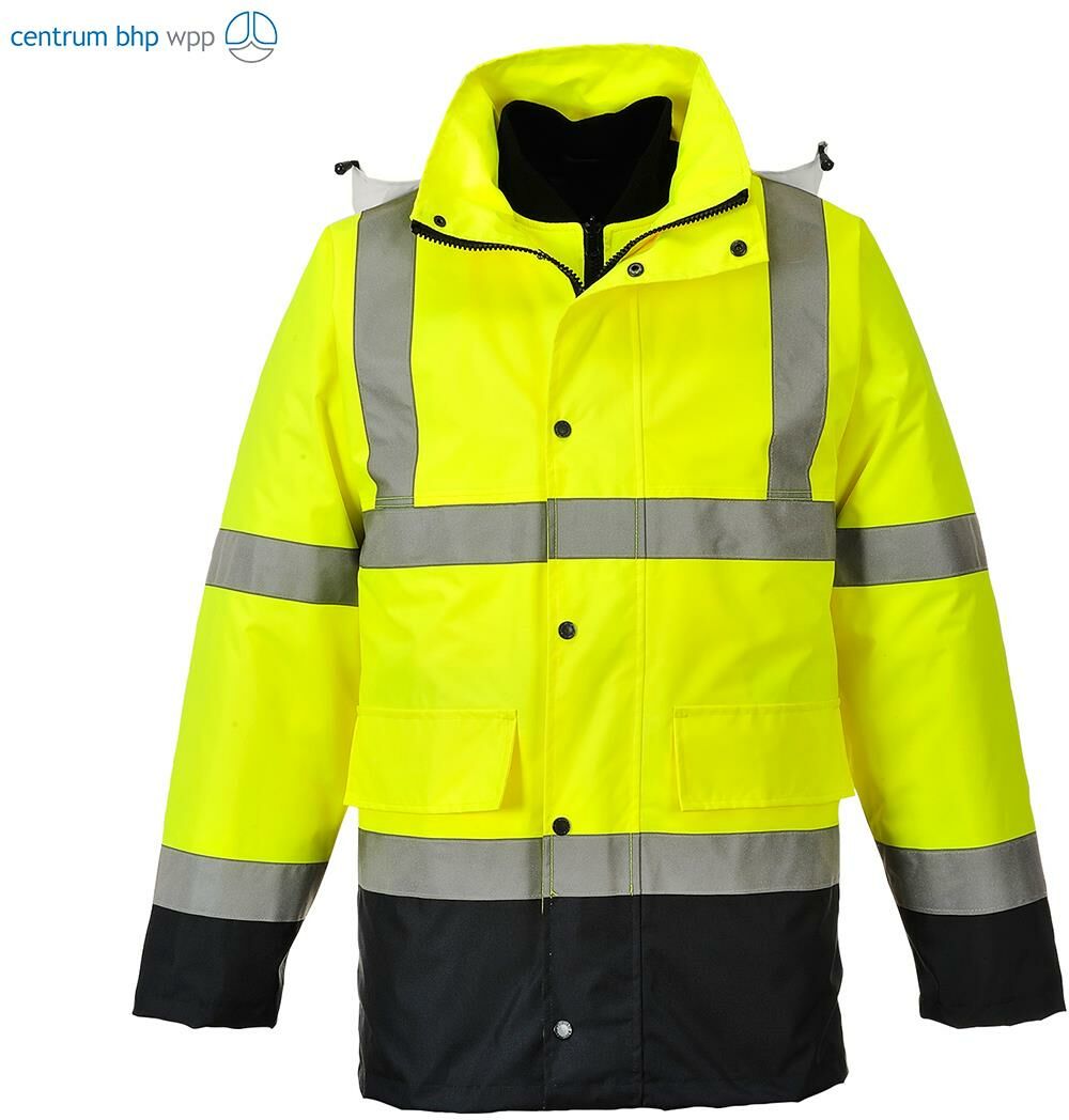 PORTWEST S471 DWUKOLOROWA KURTKA OSTRZEGAWCZA 4 W 1; ŻÓŁTY/GRANATOWY